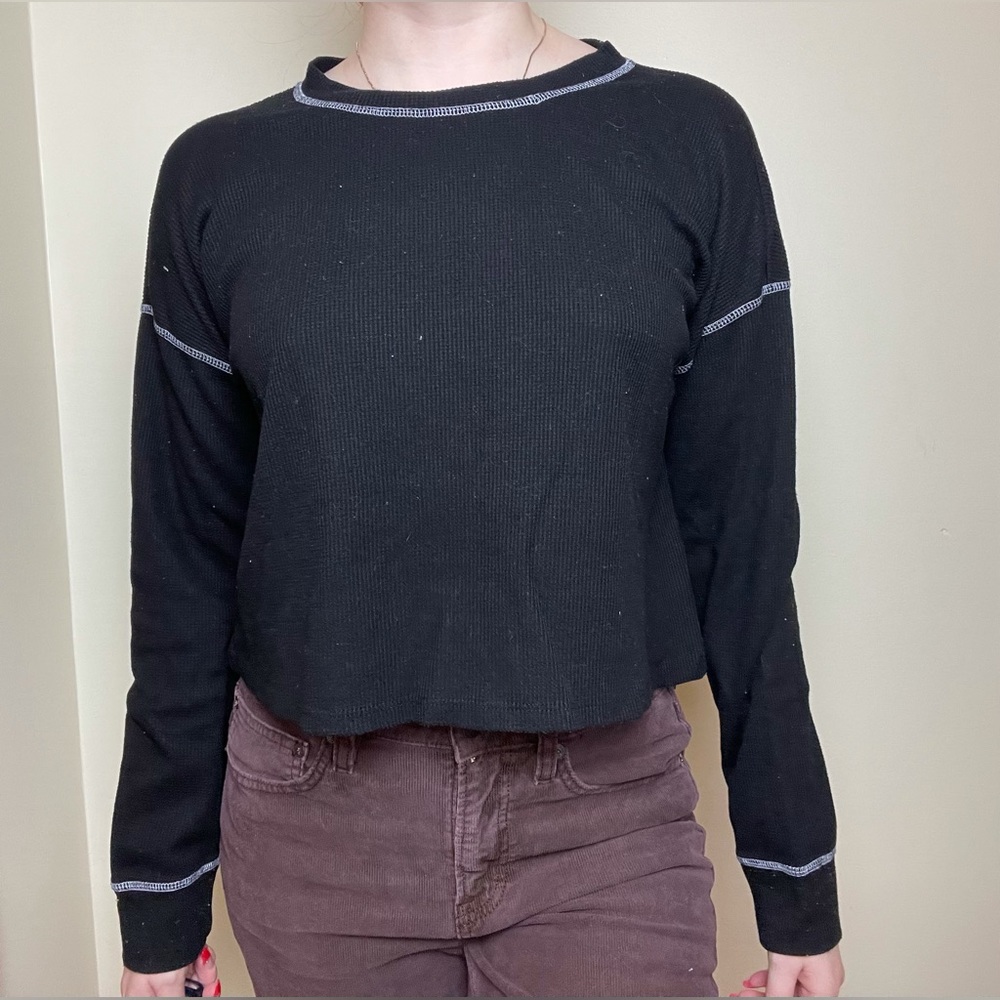 Forever 21 Black Thermal Sweater || US Women's L
